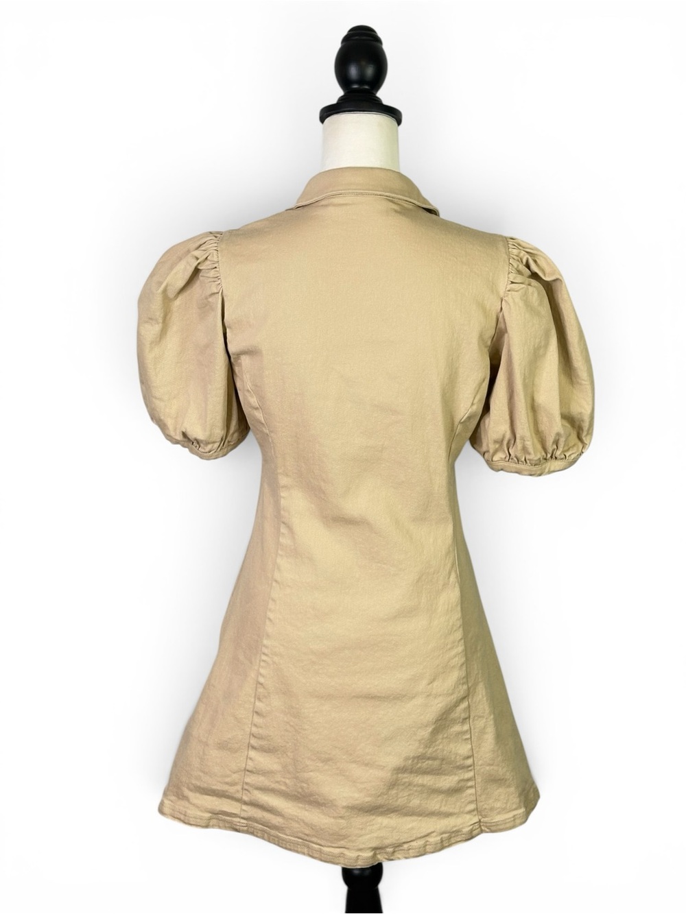Hyacinth House Tuckernuck Front Zip Denim Mini Dress Cream Tan Size L - Picture 5 of 11